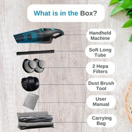 ambrint Handheld Vacuum Cleaner - High Suction Power 13000PA Cordless car Vacuum Cleaner Suitable for Cleaning Cars, Homes, Pets and Small Spaces