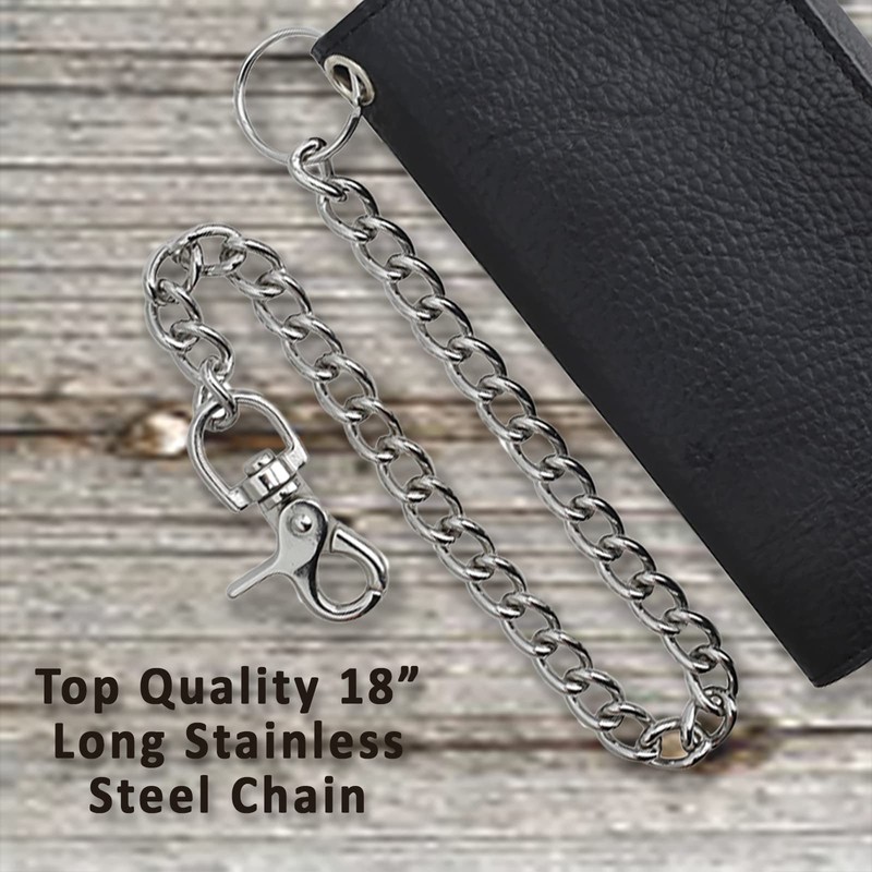 F&L CLASSIC RFID Blocking Mens Tri-fold Long Style Cowhide Leather