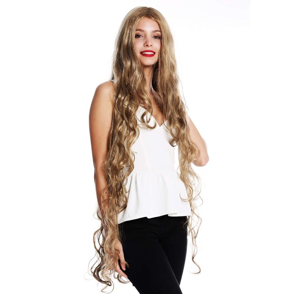 WIG ME UP - VK-40-24B/22 Women's Wig Extremely Long Rapunzel Slightly Curly Wavy Middle Parting Blonde Mix