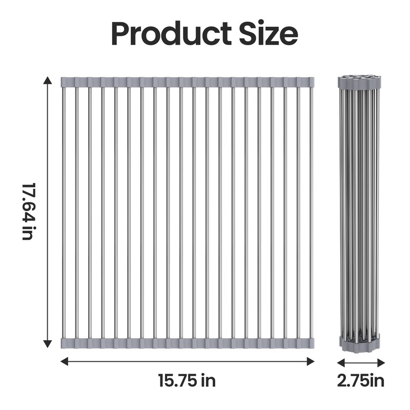 cenglng roll Dish Rack for Kitchen， Silicone Wrapped Dish Drying