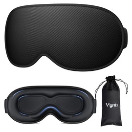 Vynix Sleep Mask for Men Women - Blackout Eye Masks for Sleep, Zero Pressure 3D Sleeping Mask, Adjustable Light Blocking Eye Cover Blindfold for Travel, Nap, Night Work, Office - Black