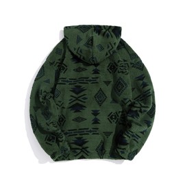 ZAFUL Men's Hoodies Ethnic Style Contrast Binding Kangaroo Pocket Loose Pullover Fuzzy Hoodie