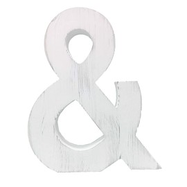 Extra Large Wood Decor Letters Wood Distressed White Letters DIY Block Words Sign Alphabet Free Standing Hanging for Home Bedroom Office Wedding Party (&)