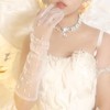 AWOCAN Women Sheer Long Gloves Pearl Mesh Tulle Sheer Gloves