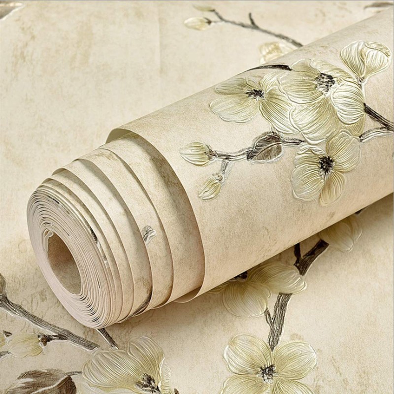 Q QIHANG Country Retro Pastoral Non-Woven Wallpaper, (A Light Yellow)
