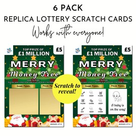 Zoschie 6 Christmas Pregnancy Announcement Lottery Scratch Cards - Baby Announcement Ideas, Baby Reveal, Scratch Off, Surprise Grandparents, Daddy, Auntie, Uncle, Family, Grandma, Grandpa