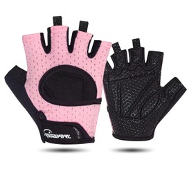 RIGWARL Workout Gloves, Lightweight Fitness Gloves with Full Palm Protection and Excellent Grip for Men Women, Weight Lifting Gloves for Cycling Pull ups Exercise (Thick Padding-Pink, Small)