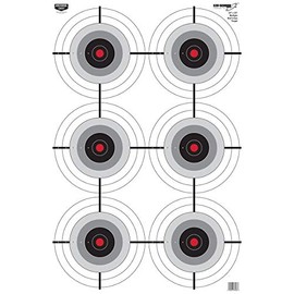 BIRCHWOOD CASEY 23" x 35" Eze-Scorer Multiple Bull's-Eye Shoot-Up Brilliant White Paper Targets for Indoor and Outdoor Use, 100 Targets