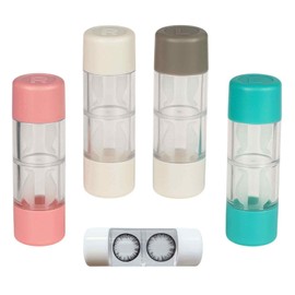 Yowfond 4er Set Kontaktlinsenbehälter für Harte Linsen, Tragbares Reiseset mit Reinigungsbehälter, Kompakte Aufbewahrung in Rosa, Weiß, Blau und Grün, Ideal für Zuhause und Unterwegs