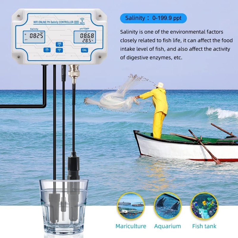 Yewhick WiFi Pool Salt Tester and pH Monitor, Aquarium pH