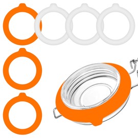 6 PCS Silicone Jar Gaskets 3.75" Rubber Seals Rings for Glass Jars, White & Orange Airtight Leakproof Gasket Sealing Rings Replacement for Mason Regular Mouth Canning Jars