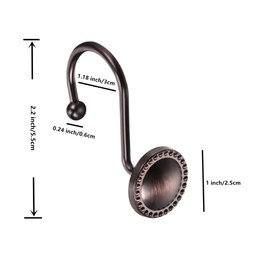 qinnsou 24 Pack Curtain Hooks, Heavy Duty Zinc Alloy Shower Curtain Hooks (Beaded Circle, Oil- Rubbed Bronze)