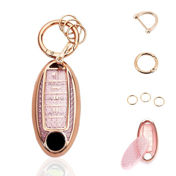 Vehicleloong Key Fob Cover Case Shell Keychain for Nissan Rogue