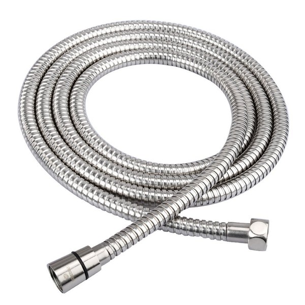 HOMEIDEAS 2.5m/98" Anti-Kink Leakproof Stainless Steel Shower Hose, with Solid Brass Connector & 2 Washers, Polished Chrome - Shower Hose Extension, Long Shower Hose Replacement