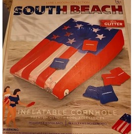 South Beach Floating Bean Bag Toss Inflatable Cornhole Game for Outdoor Pool