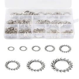 Dzsomt Tooth Washers 300 Pieces Lock Washers Stainless Steel Serrated Washer Tooth Washers Assortment Fixing Tool External Tooth Washers Assortment Set (M2.5 M3 M4 M5 M6 M8 M10 M12)
