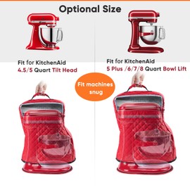 BAGSPRITE Stand Mixer Cover with Appliance Sliders Compatible with KitchenAid Mixer 6/7/8 Quart with Pockets for Kitchen Aid Accessories and Attachments