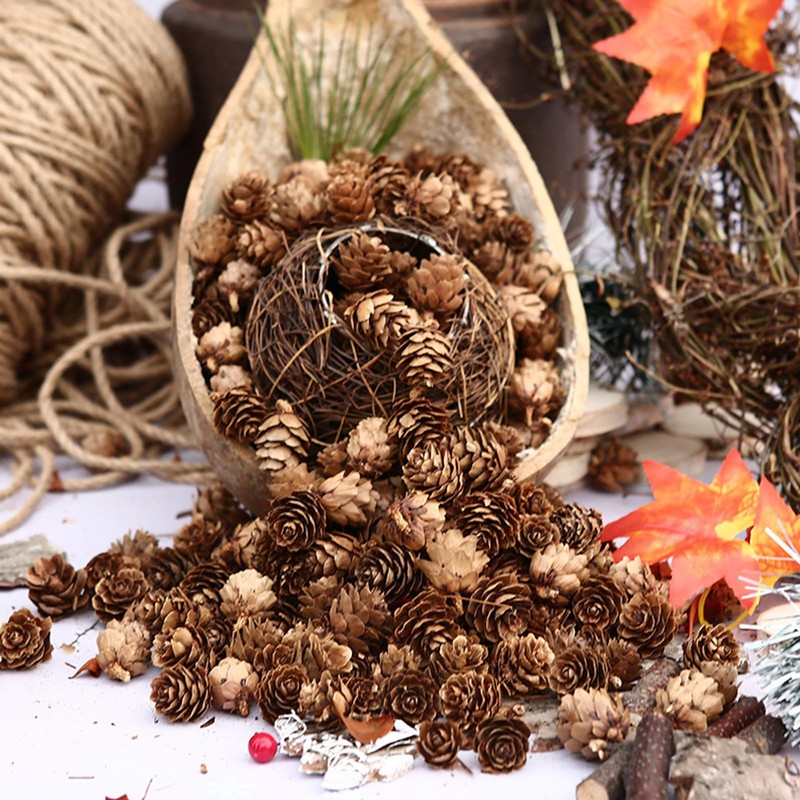 Bacucine Natural Pine Cones 200pcs Christmas Dried Flowers Dried Pine