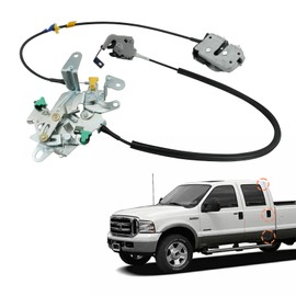 Blycorul Rear Door Lock Latch Assembly and Cable, Compatible with 1999-2007 Ford F250 F350 F450 F550 Super Duty, Left Driver Upper & Lower Side, Replaces 6C3Z-28264A01-A, 6C3Z28264A01A