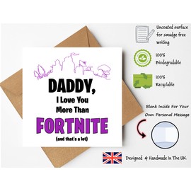 Printperfect - Birthday Cards For Daddy - FORTNITE Birthday Card For Dad - I Love You More Than Fortnite Card, From Son Daughter