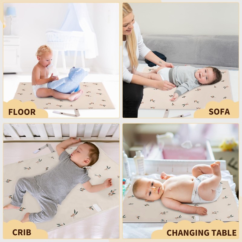 Vegan Leather Portable Changing Pad - Waterproof Compact Baby Changing