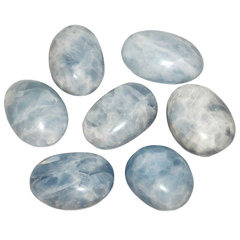 Nupuyai Celestite Irregular Tumbled Polished Stone,Pocket Palm Worry Stone for