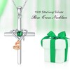 OCJ Emerald Cross Necklace 925 Sterling Silver Rose Flower Heart