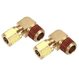 MECCANIXITY Latón Codo Compresión Tubo Accesorio 1/4 NPT x 1/4" Tubo OD 90 Grados Acoplamiento Adaptador, Paquete de 2