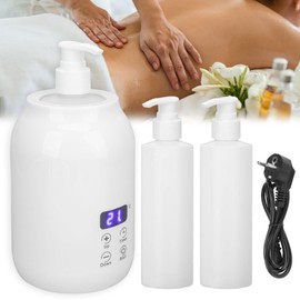 Massage Oil Warmer, Massage Oils Warmer Adjustable Temperature 30-65 Degrees Wellness Massage Oil Set with 2 Internal Plastic Bottles Massage Oils Accessories for Essential Oils Back Massage
