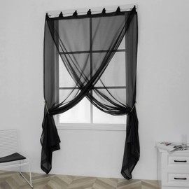 MUMFAS Black Curtains 120 Inches Long for Living Room Large Windows Look Semi Transparent Breathable Sheer Tab Top Drapes for Bedroom Privacy Add Exrta Long Backdrop Party Decor 2 Panels