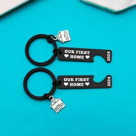 Xiahuyu Our First Home Keychain 2024 New Home Keychain Housewarming Gifts for New Homeowner Couples First Home Gifts Moving in Gifts New House Keychain Gifts for Friends Family