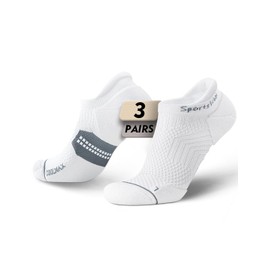 Juclise Bamboo Viscose Compression Running No Show Socks, Coolmax Moisture Wicking Cushioned Anti-Blister Athletic Ankle (US, Alpha, Medium, Regular, Regular, Glacier White