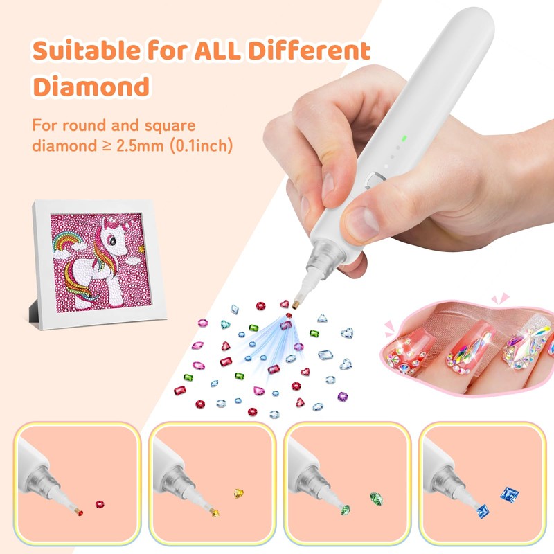 B.urHero Electric Diamond Painting Pen, Cordless Diamond Art Vacuum Pen,