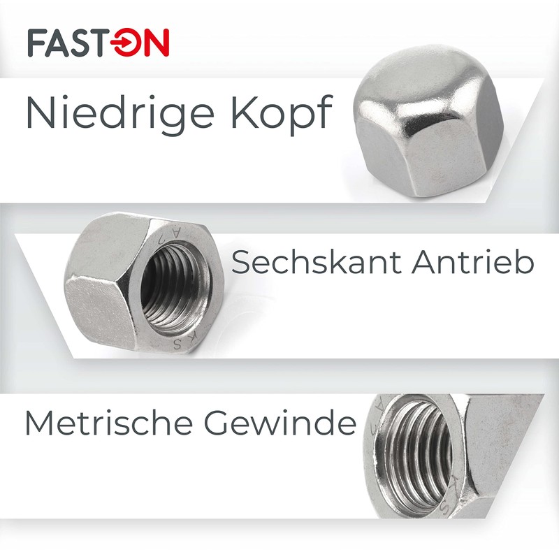 FASTON Acorn Nuts Low Form M5 Stainless Steel A2 V2A