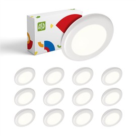 ASD 12 Pack LED Disk Lights 4 Inch, 10W 3000K Warm White 650LM, Dimmable Flush Mount Ceiling Light Fixture, Low Profile Surface Mount Disc Lights, Junction Box/Recessed Can Install, ETL Energy Star