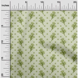 oneOone Velvet Light Green Fabric Floral Quilting Supplies Print Sewing Fabric by The Yard 58 Inch Wide