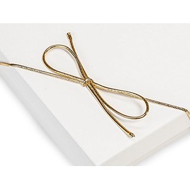 Pack Of 50, 16" Gold Metallic Stretch Cord Loops W/Pre-Tied Bows Made From 1/16" Round Elastic For Jewelry Boxes