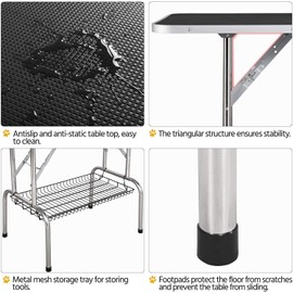 Pet Grooming Table for Large Dogs Adjustable Professional - Portable Trimming Drying Table w/Arm/Noose/Mesh Tray, Maximum Capacity Up to 330LB