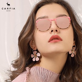 CARFIA Pink Mirrored Keyhole Retro Polarized Sunglasses for Women Small Medium Face UV Protection, Acetate Lady Woman Sunnies