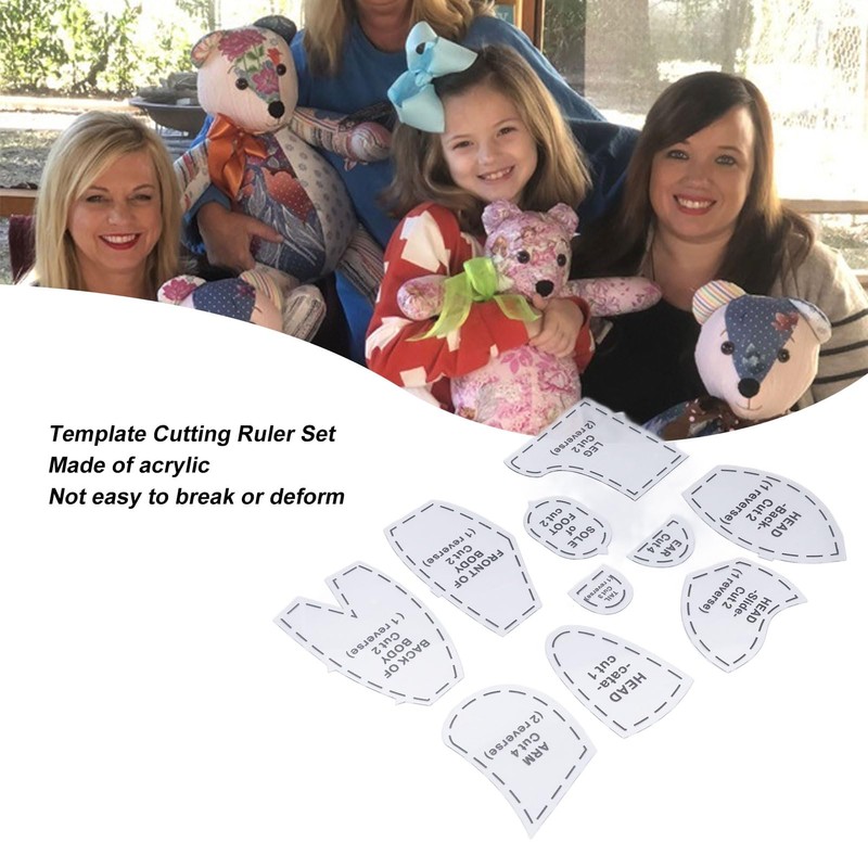 Tissting Pack of 10 Memory Bear Template Pattern, 12 Inch