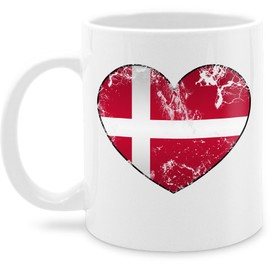 Cup Cups 325 ml – Football European Championship – Kingdom of Denmark Heart Danish Motif – 325 ml – White – 2024 Football Danish Fan Item European Championship Souvenirs Football EM24 Football World