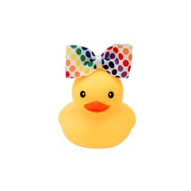 Pride Themed Yellow Rubber Duck Ducks - Multi Colored Polka Dot Rainbow - Individual or Pack of 2 (Hair Bow Duck)