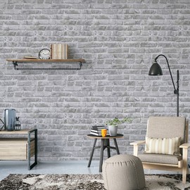 Timeet Grey Brick Peel and Stick Wallpaper Brick Contact Paper 17.7" x 78.7" Removable Wallpaper Self-Adhesive 3D Brick Wallpaper Grey Brick Wallpaper for Room Decoration Vinyl Film Roll