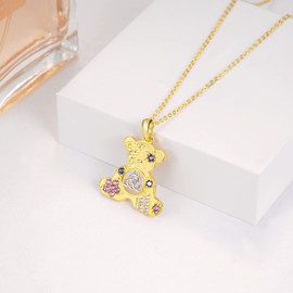 TANGPOET Bear Necklace 14K Gold Plated Bear Necklaces for Women Girls Teddy Bear Necklace Polar Bear Pendant Necklace Bear Jewelry Gifts