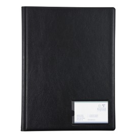 Exacompta - Ref CDB12Z - Guildhall - Display Book, Flexible Grained Black PVC Covers, A4, 12 Crystal Clear Pockets, Label Holder on Front