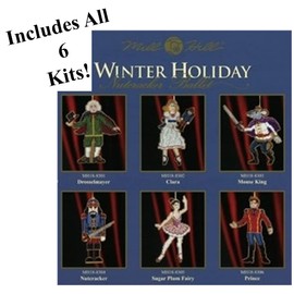 Nutcracker Ballet Mill Hill Beaded Counted Cross Stitch Kits (2008) Set of 6, Plus Decorative Needleworker Sticker