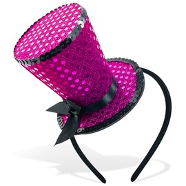 Bniksok Fuchsia Mini Top Hat on Headband Sequin