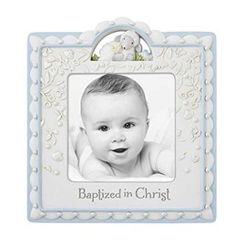 Creative Brands Faithworks - Baptized In Christ Resin 4 x 4-Inch Photo Frame, 6.5 x 7.5-Inch, Blue (D3084)
