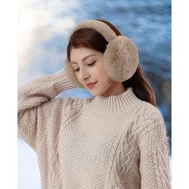 Unning Winter Earmuffs Women's Foldable & Adjustable Ear Warmers Faux Fur Soft Ear Protection Ear Muffs Ear Warmers for Women, B3-Brown