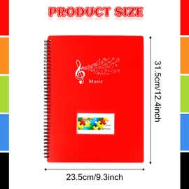 A4 sheet music folder, piano sheet folder, sheet music folder for music notes, document folder, spiral stapler plastic for music sheets, choir, 30 compartments/60 pages (black)